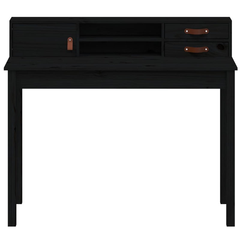 Skrivebord svart 110x50x93 cm heltre furu
