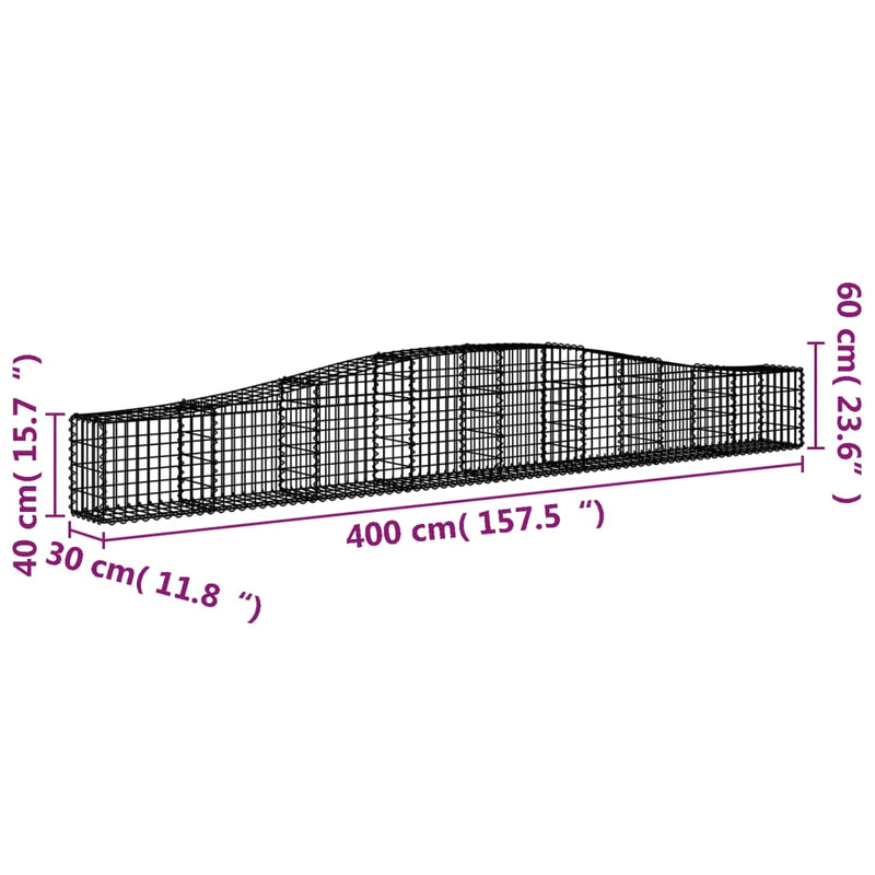 Gabionkurv buet 400x30x40/60 cm galvanisert jern