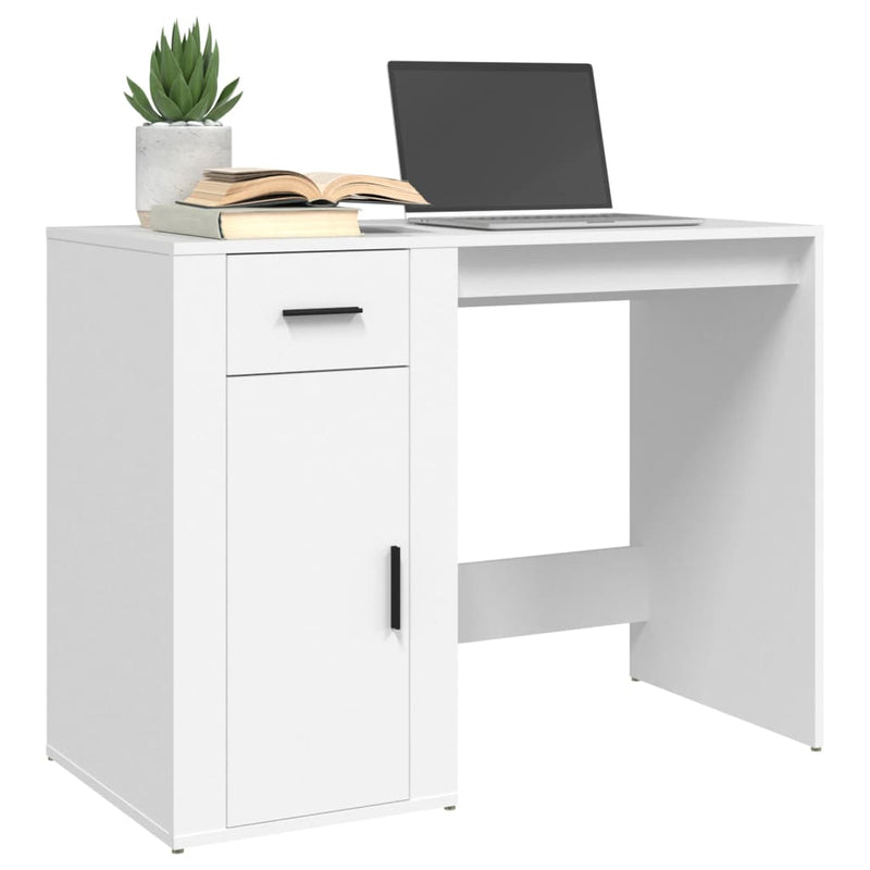 Skrivebord hvit 100x49x75 cm konstruert tre
