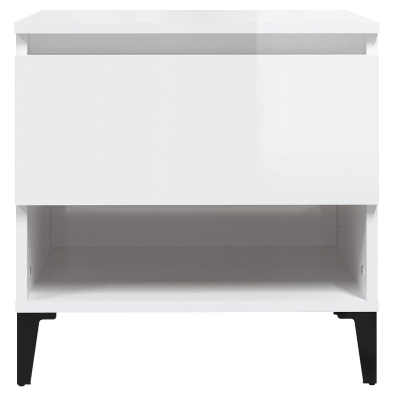 Sidebord høyglans hvit 50x46x50 cm konstruert tre