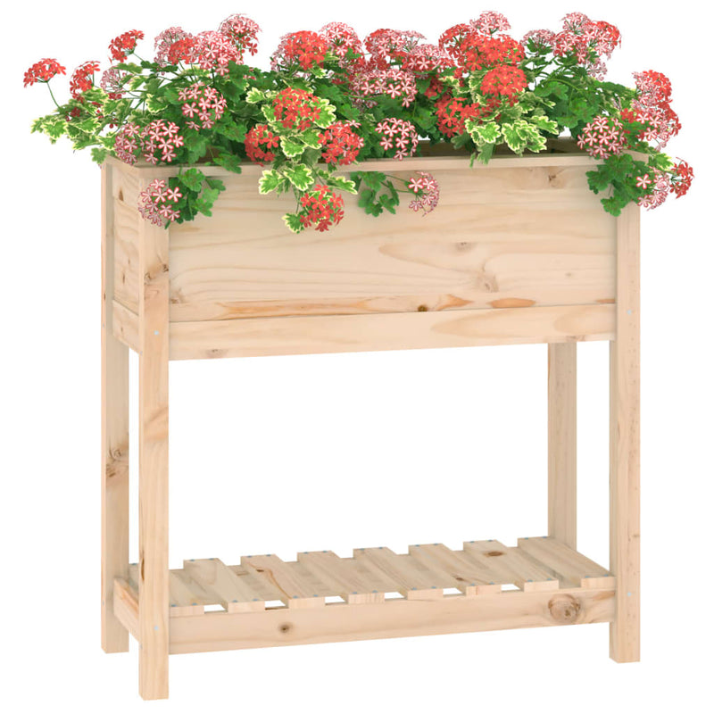 Plantekasse med hylle 82,5x34,5x81 cm heltre furu