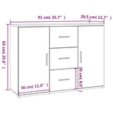 Skjenk hvit 91x29,5x65 cm konstruert tre