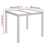 Hagebord med glassplate grå 90x90x75 cm polyrotting