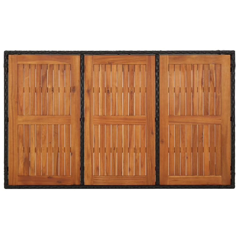 Hagebord med treplate svart 150x90x75 cm polyrotting