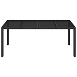 Hagebord med glassplate svart 190x90x75 cm polyrotting