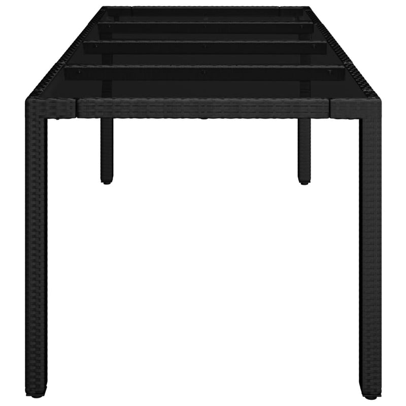 Hagebord med glassplate svart 190x90x75 cm polyrotting