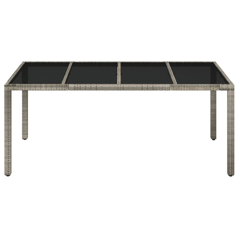Hagebord med glassplate grå 190x90x75 cm polyrotting