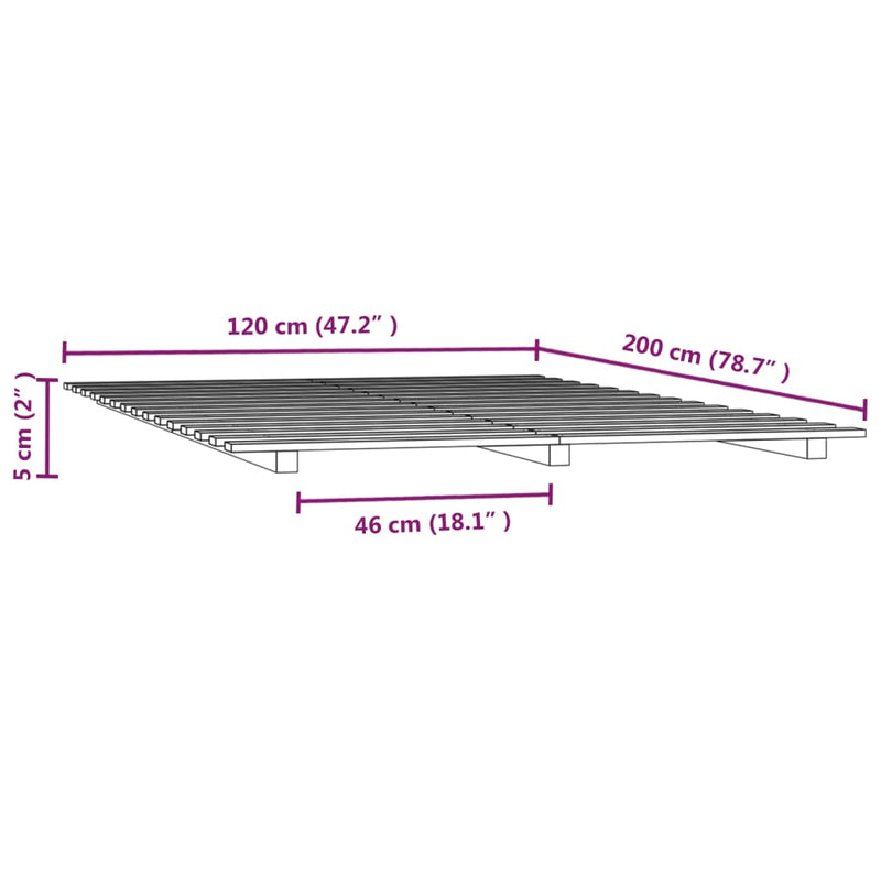 Sengeramme honningbrun 120x200 cm heltre furu