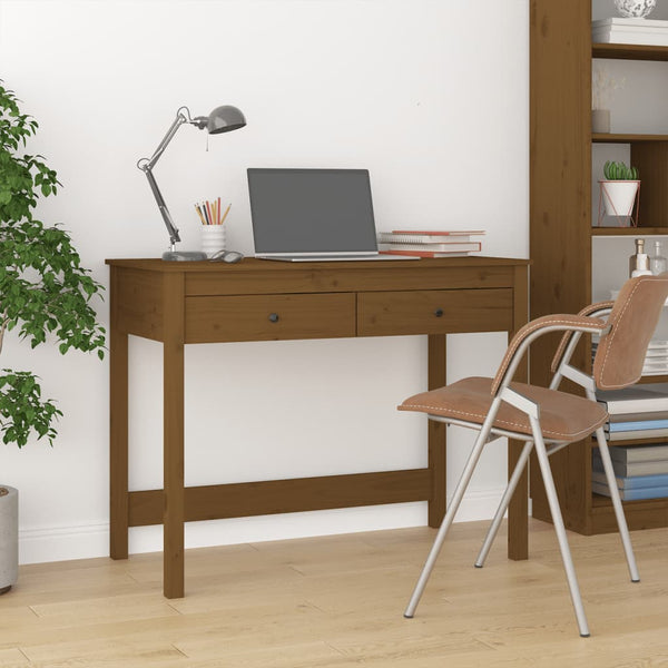 Skrivebord med skuffer honningbrun 100x50x78 cm heltre furu