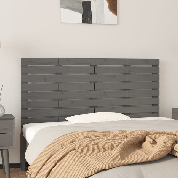 Veggmontert sengegavl grå 156x3x63 cm heltre furu