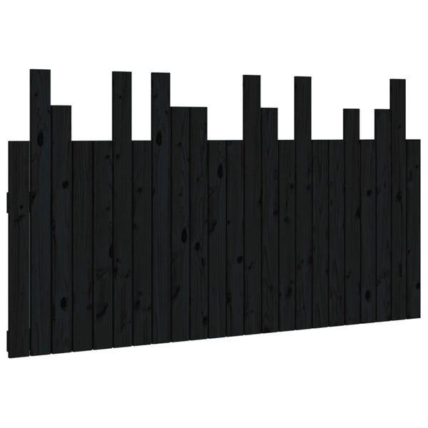 Veggmontert sengegavl svart 146,5x3x80 cm heltre furu