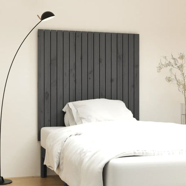 Veggmontert sengegavl grå 108x3x110 cm heltre furu
