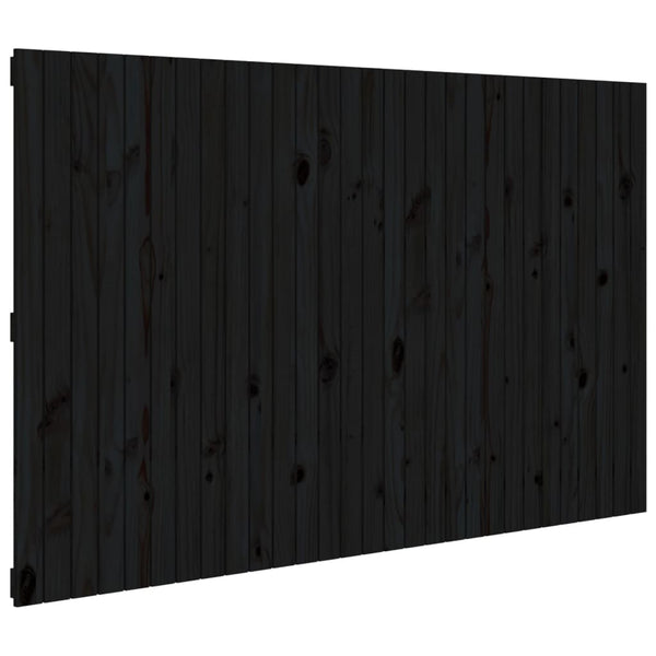 Veggmontert sengegavl svart 185x3x110 cm heltre furu