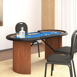 Pokerbord med chip-skuff 10 spillere blå 160x80x75 cm
