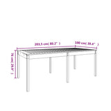 Hagebord grå 203,5x100x76 cm heltre furu