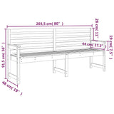 Hagebenk svart 203,5x48x91,5 cm heltre furu