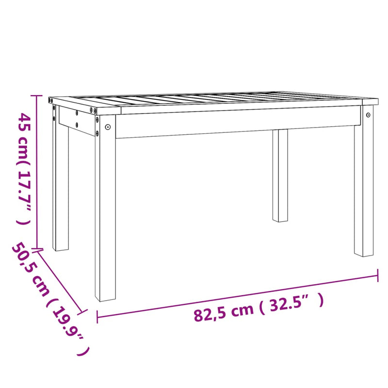 Hagebord grå 82,5x50,5x45 cm heltre furu