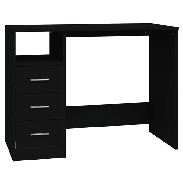 Skrivebord med skuffer svart 102x50x76 cm konstruert tre