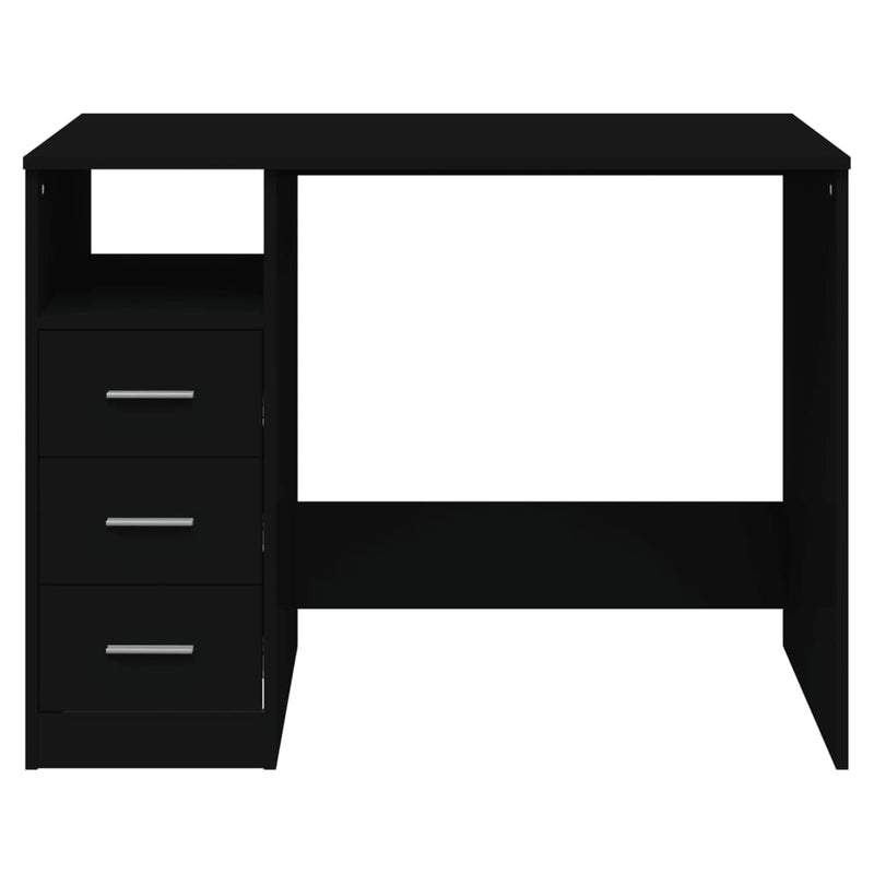 Skrivebord med skuffer svart 102x50x76 cm konstruert tre