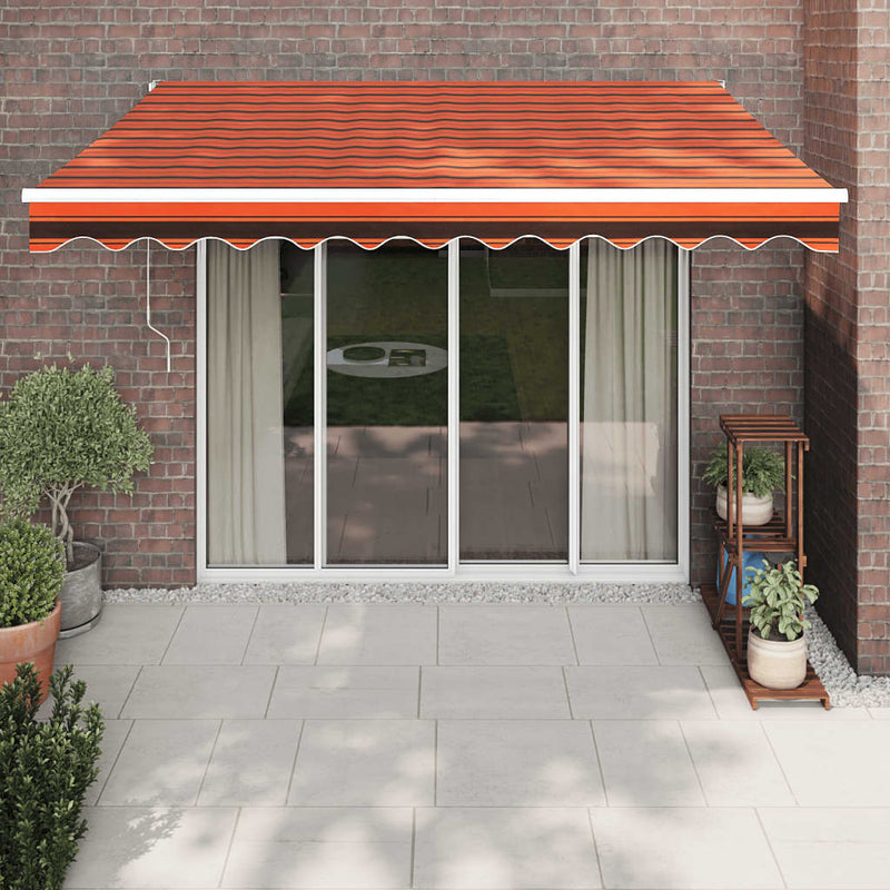 Uttrekkbar markise oransje og brun 3x2,5 m stoff og aluminium