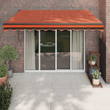 Uttrekkbar markise oransje og brun 3,5x2,5 m stoff og aluminium