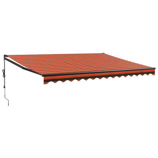 Uttrekkbar markise oransje og brun 4,5x3 m stoff og aluminium