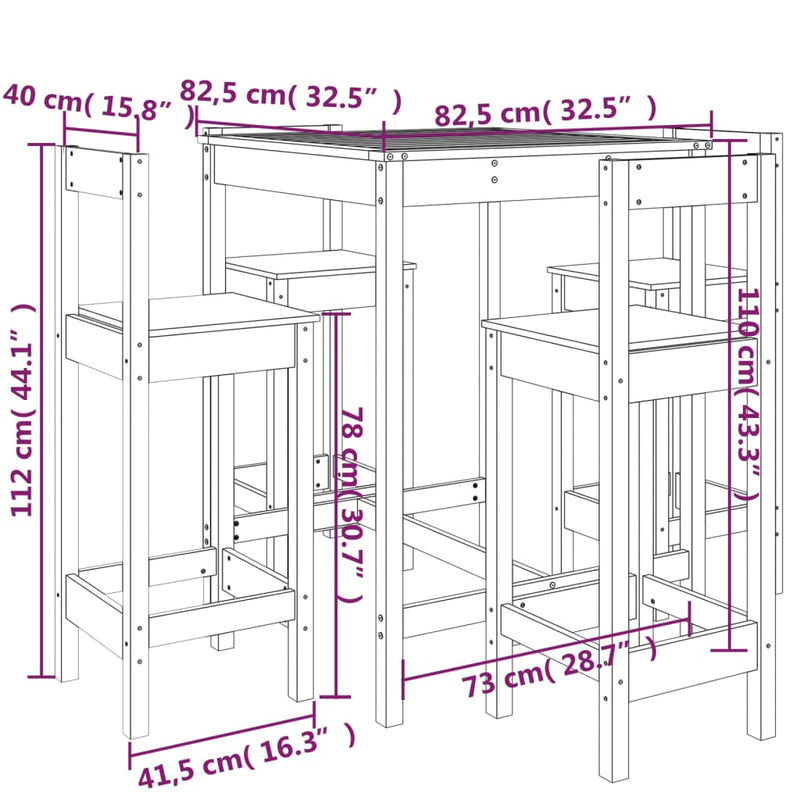 Hagebarsett 5 deler honningbrun heltre furu