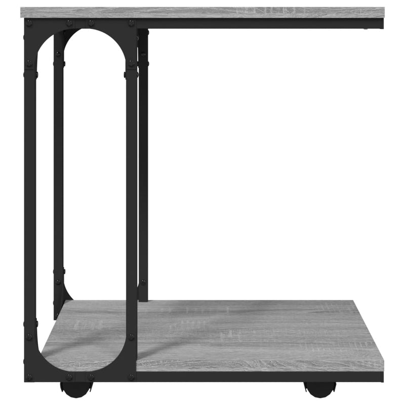 Sidebord med hjul grå sonoma 50x35x55,5 cm konstruert tre