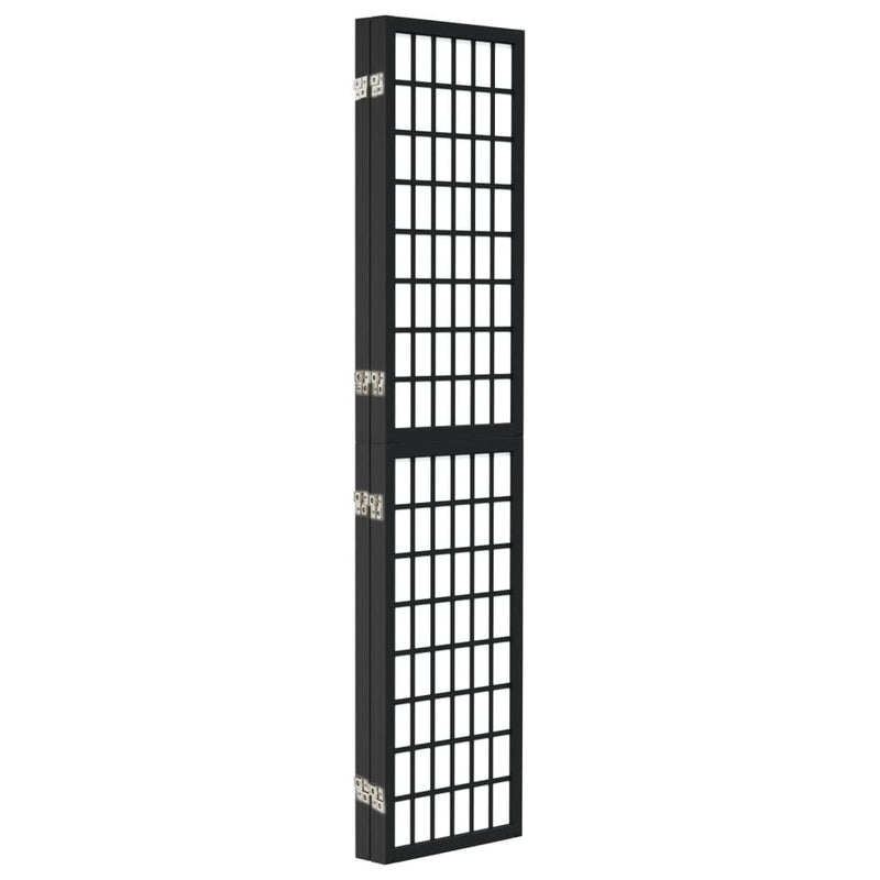 Sammenleggbar romdeler 4 paneler japansk stil 160x170 cm svart