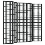 Sammenleggbar romdeler 5 paneler japansk stil 200x170 cm svart