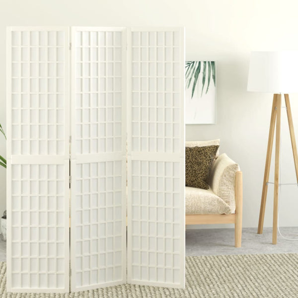 Sammenleggbar romdeler 3 paneler japansk stil 120x170 cm hvit