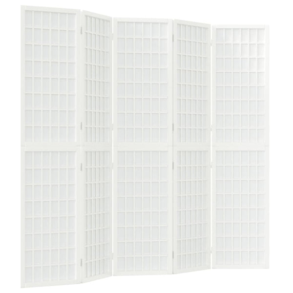 Sammenleggbar romdeler 5 paneler japansk stil 200x170 cm hvit