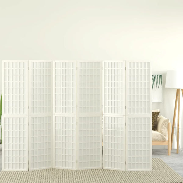 Sammenleggbar romdeler 6 paneler japansk stil 240x170 cm hvit