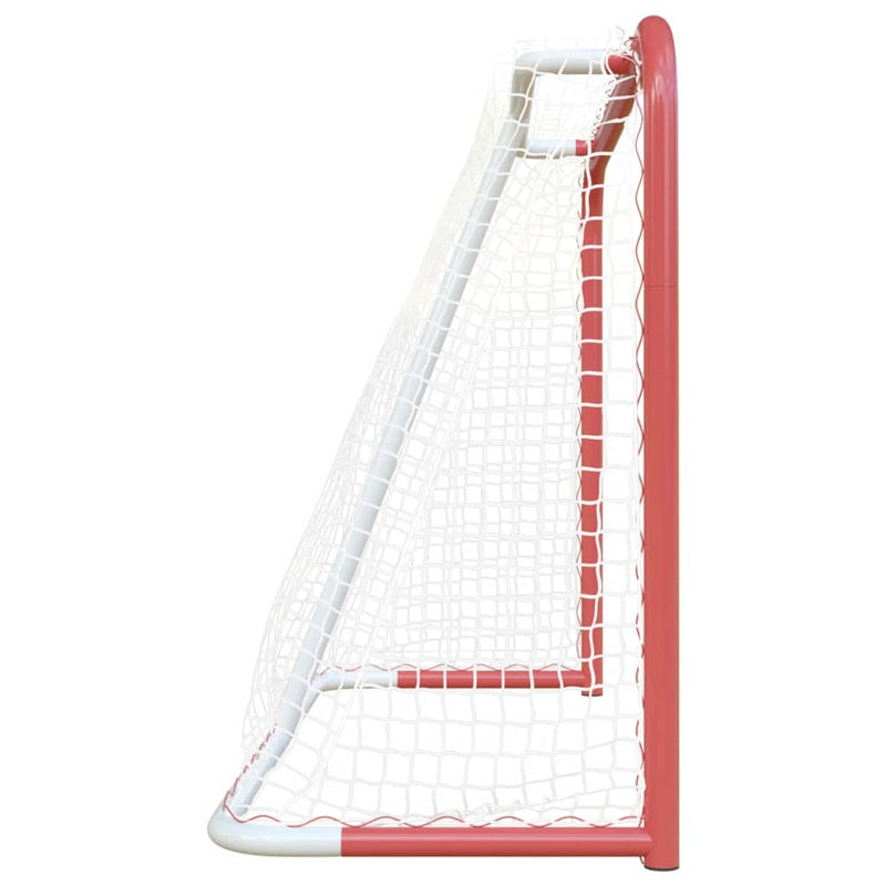 Hockeymål med nett rød og hvit 153x60x118 cm stål og polyester