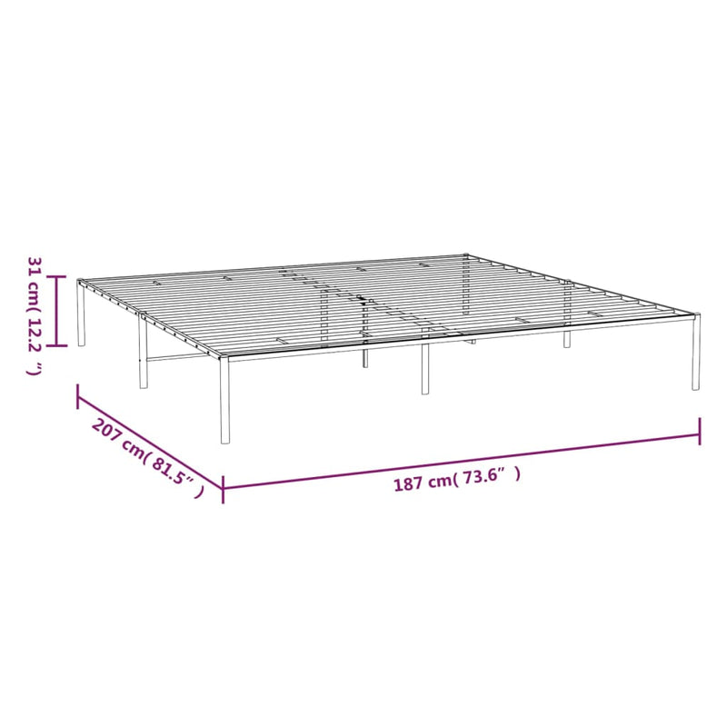 Sengeramme i metall svart 180x200 cm