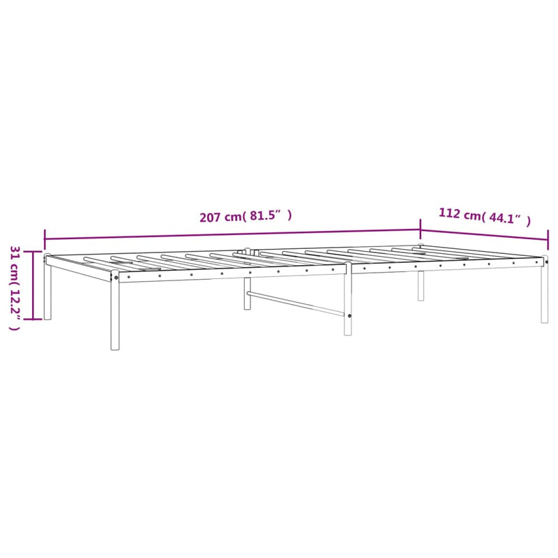 Sengeramme i metall hvit 107x203 cm