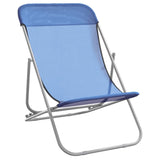 Foldbare strandstoler 2 stk blå textilene og pulverlakkert stål