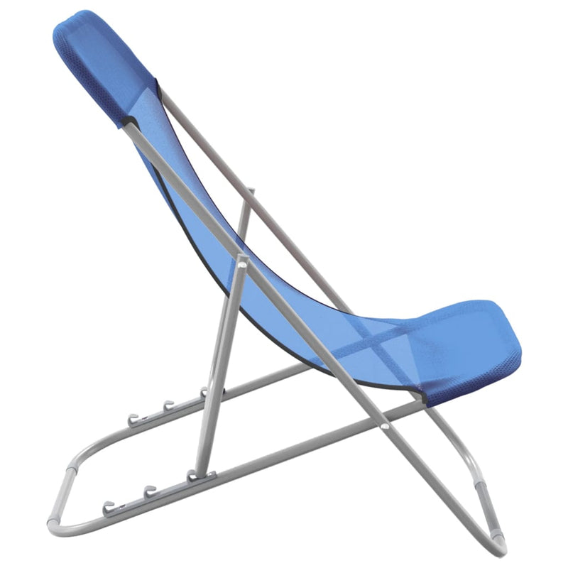 Foldbare strandstoler 2 stk blå textilene og pulverlakkert stål
