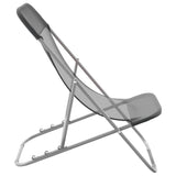 Foldbare strandstoler 2 stk grå textilene og pulverlakkert stål
