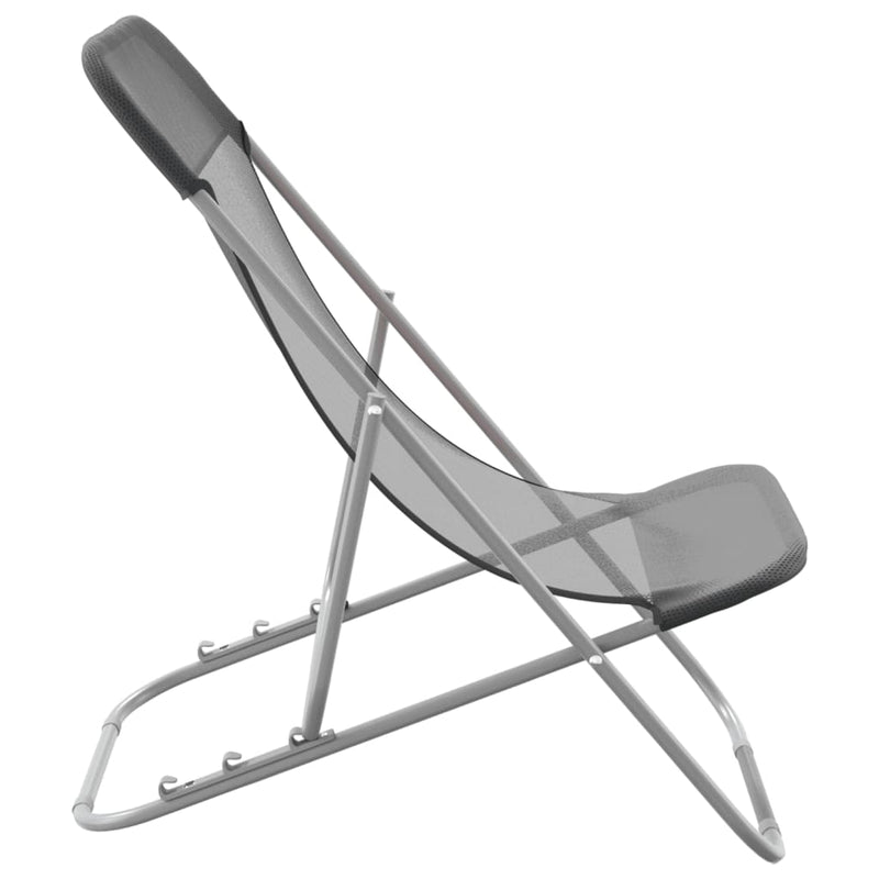 Foldbare strandstoler 2 stk grå textilene og pulverlakkert stål
