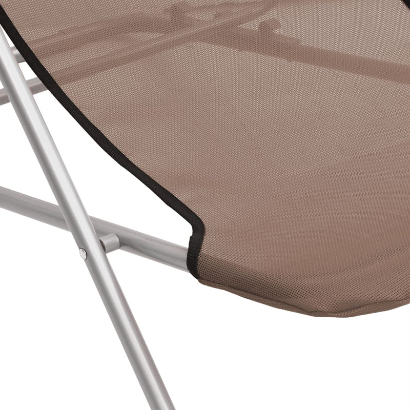Foldbare strandstoler 2 stk brun textilene pulverlakkert stål