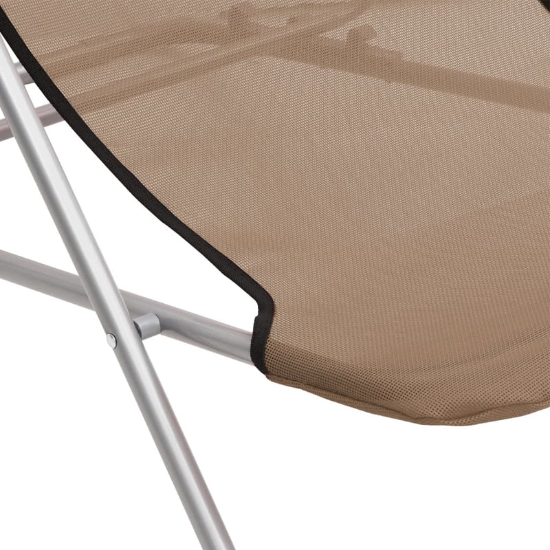 Foldbare strandstoler 2stk gråbrun textilene pulverlakkert stål