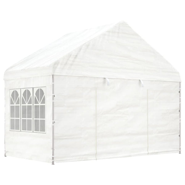 Paviljong med tak hvit 4,08x2,23x3,22 m polyetylen