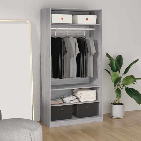 Garderobe grå sonoma 100x50x200 cm konstruert tre