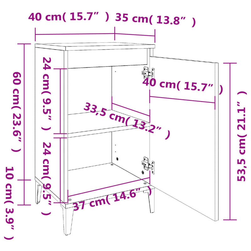 Nattbord grå sonoma 40x35x70 cm konstruert tre
