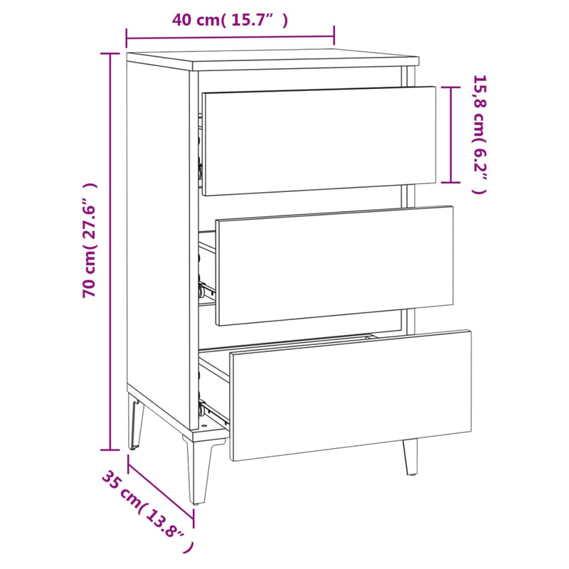 Nattbord sonoma eik 40x35x70 cm konstruert tre