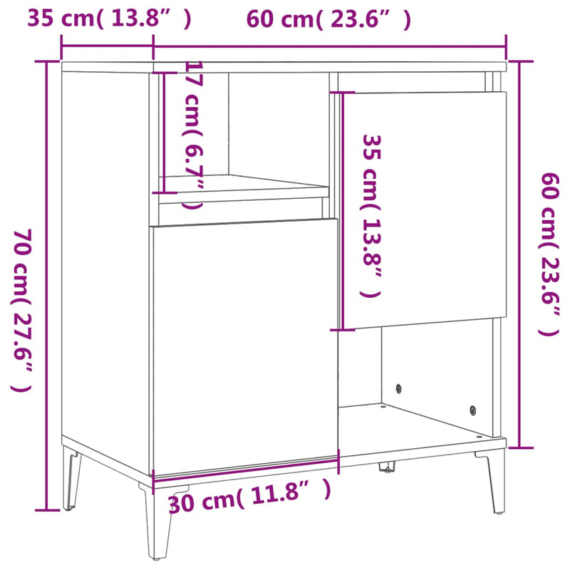 Skjenk røkt eik 60x35x70 cm konstruert tre