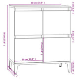 Skjenk høyglans hvit 60x35x70 cm konstruert tre