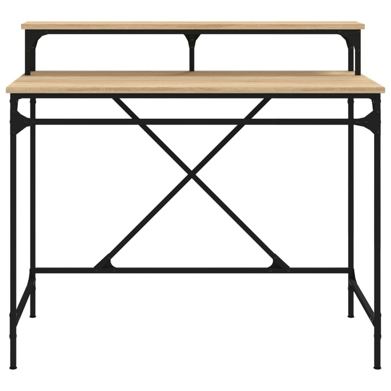 Skrivebord sonoma eik 100x50x90 cm konstruert tre og jern