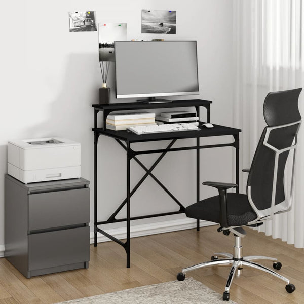 Skrivebord svart 80x50x90 cm konstruert tre og jern